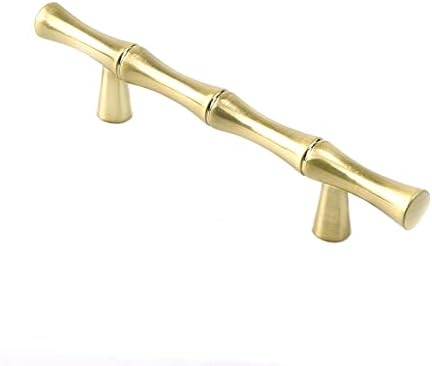 TIGHALL LIGHA DE ZINC Bambu Shape Gaveta Pull, 3 polegadas Distância do orifício Gold de porta sólida