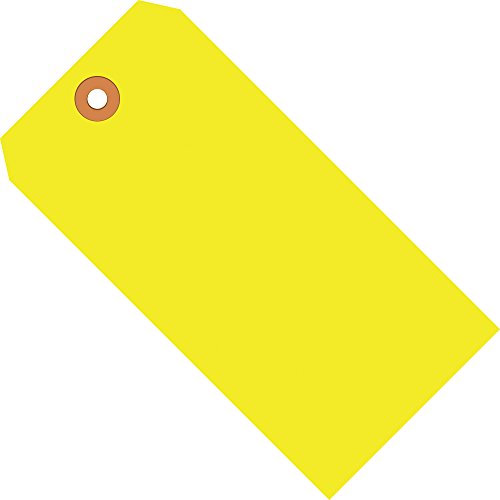 Tags de remessa Aviditi, 4 3/4 x 2 3/8, 13 pt, amarelo fluorescente, com ilhas reforçadas, para identificar ou endereçar itens que não podem ser rotulados e para remessas de código colorido, caso de 1000