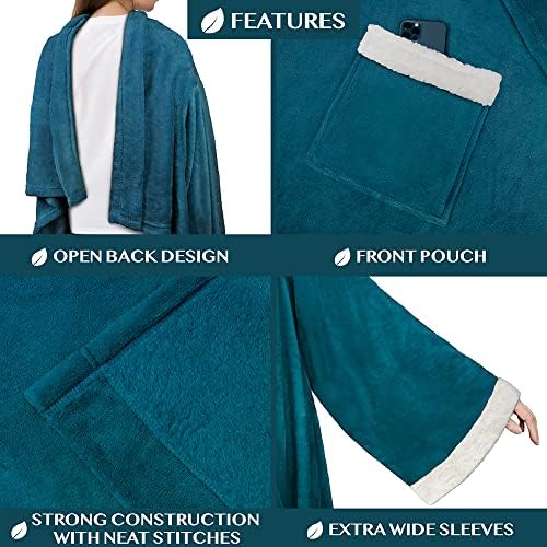 Pavilia Deluxe Lã cobertor com mangas para homens homens adultos, cobertor vestível quente e super