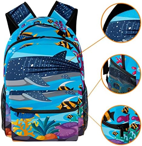 Mochila da Escola de Peixes Whaleshark Underwater, bolsa de viagem para mulheres meninas meninos adolescentes, 29.4x20x40cm/11.5x8x16 em