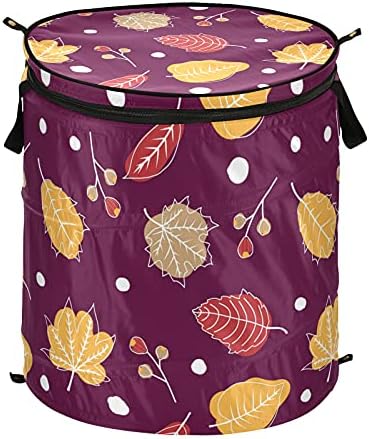 Folhas fofas de outono de outono de outono Princular cesto de roupa com lavanderia com zíper cesta de
