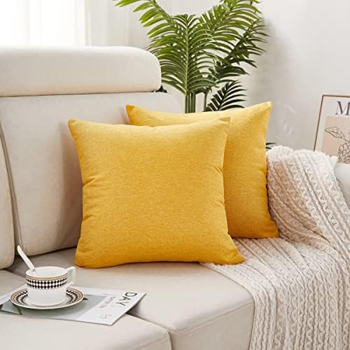 Conjunto de louvor de domingo de 2 covers de travesseiro decorativo sólido de linho Faux 18 x 18 polegadas para sofá -sofá -cama cadeira branca