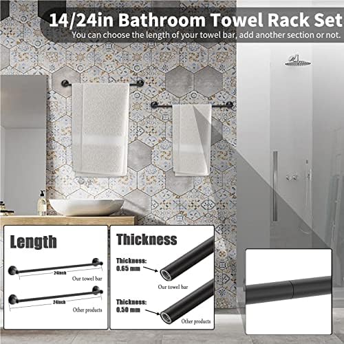 Conjunto de hardware do banheiro de 8-peças chihod, barra de toalha de 14/24 para banheiro, toalha de toalha montada
