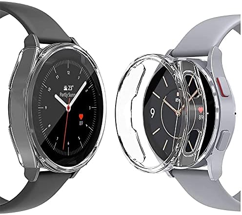 Case com protetor de tela compatível com o relógio de galáxia Samsung 4 Bluetooth versão 44mm, capa de proteção ultrafina de cobertura completa e de cobertura completa sem arranhões para Galaxy Watch 44mm, prata