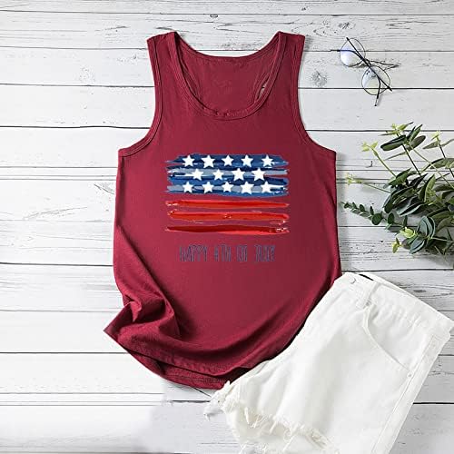 Feliz 4 de julho Tampo Tampo para mulheres American Flag Camise