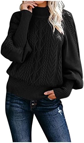 Camiscedores femininos, coloração sólida colorido pescoço quente e malha malha grossa suéter de pulôver de tamanho
