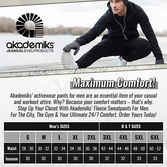 Akademiks Men's Sweatpante - Slim Fit Active, calça de corredor de lã atlética para homens com bolsos