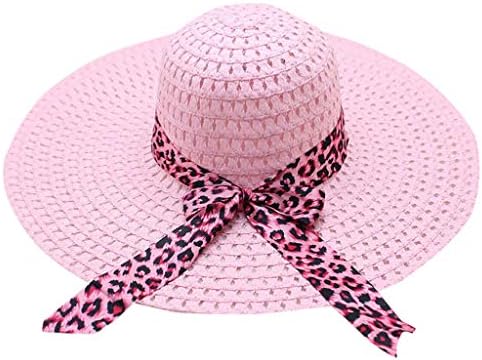 Chapéus de palha para mulheres larga chapéu de sol feminino fluppy leopardo boné palha de palha de verão chapé