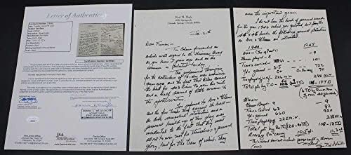 Earl Blaik assinou Carta Autograph JSA Loa D5758 - Assinaturas de corte da faculdade