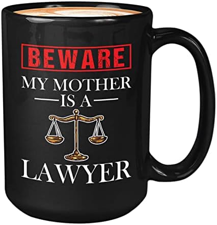 Bubble abraços advogado caneca de 15 oz preto - cuidado, minha mãe é advogada - escritório de advocacia de graduação