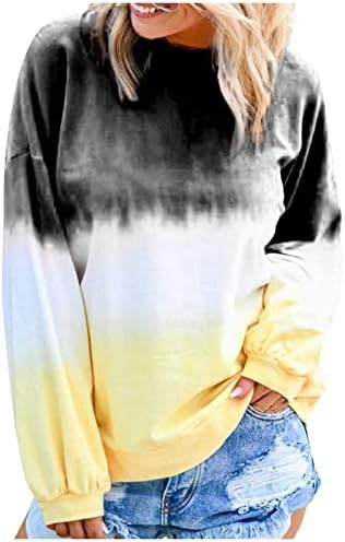 Camisas de manga comprida para mulheres Fall Fashion 2022 Tie Tye Tops Tops de grande tamanho Crewneck Sweatshirt Casual Sollover Túnica Roupas