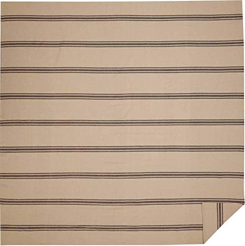 Mill House Stripe Black King Coverlet Medspul, 97 L x 110 W, cobertor de tecido grande, Bedding de faixa de saco de grãos primitivos da fazenda, bege e preto
