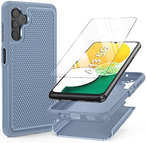 BNIUT para Samsung Galaxy A13 5G Caso: Caso de prova de queda de grau militar | Caixa de telefone protetora à prova de choque de camada dupla com textura fosca | Proteção para serviços pesados ​​- azul