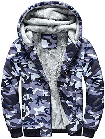 Zemub Sportswear Suit Men Inverno A quente manga longa de luvas grossas com capuz de luxo de luxo de lã Fuzzy calças camuflagem estampa de camuflagem