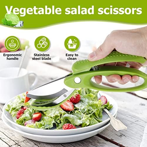 Tesoura de salada de cozinha, tesoura de salada de salada, tesoura de salada pinças, tesoura de salada de cortador de cozinha de vegetais de vegetais