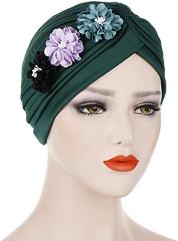 Headwrap plissado de turbante para mulheres babados em moda Flor Cabeça de câncer Cabinho Bohemian