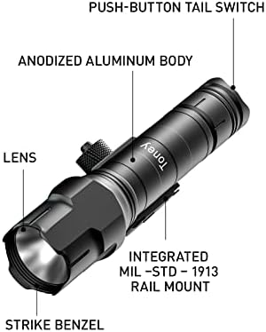 Lanterna tática de Toney 1200 lumens arma iluminação 3 modos lanterna com interruptor de pressão