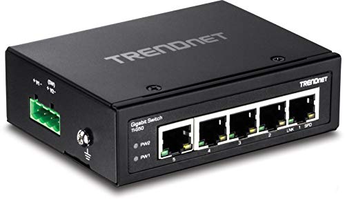Trendnet 5-porta endurecida Industrial Gigabit Din-Rail, capacidade de comutação de 10 Gbps, interruptor de rede