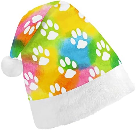 Aquarela para cães Pawprint Christmas Hat Christmas Hats Claus Crush curto com punhos brancos para homens