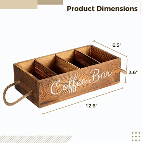 Organizador de café de madeira de madeira de Homaisson com 3 divisores removíveis, estação de