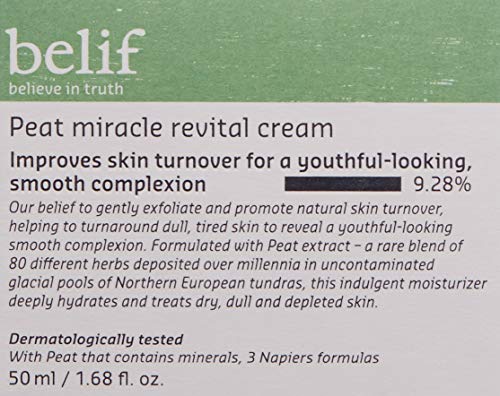 Belif Peat Miracle Revital Cream | Hidratante rico, aveludado e macio | Mistura de mais de 80 ervas diferentes transformam a pele cansada | Creme de rosto antienvelhecimento para elasticidade | Reparar creme facial | 1,68 fl oz