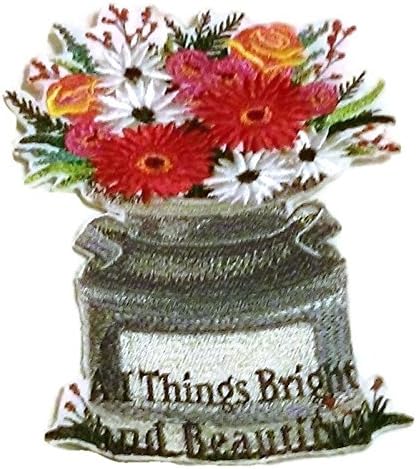 Blooms de primavera personalizados e exclusivos com vaso [todas as coisas brilhantes e bonitas] Ferro bordado