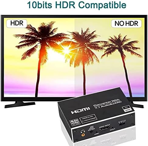 EARC HDMI AUDIO EXTRATOR DE AUDIO 4K@60HZ, BolaAZUL 2x1 HDMI 2.0 Chave de extrator de áudio 2 entrada 1 saída 18 Gbps com 7,1 cv ATOS/EARC/ARC/TOSLINK/Coaxial/3,5mm Audio out hdcp 2.2 dts hdr HDR
