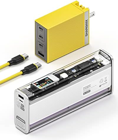 Shargeek Storm2 Slim 130W Power Bank 20000mAh com caixa transparente e tela IPS & shargeek 100w USB