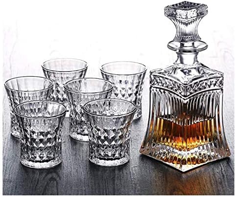 5pc Crystal Whisky Decanter & Whiskey Glasses Set Crystal Decanter Set com 4 óculos em caixa de presente elegante