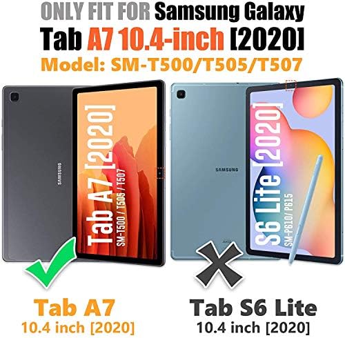 Samsung Galaxy Tab A7 Caso 2020 com suporte | Herize Galaxy Tab Tab 10,4 polegadas CASA SM-T500/T505/T507 | Caixa de borracha protetora à prova de choque pesada com alça de alça de mão para Galaxy Tab A7 | Preto