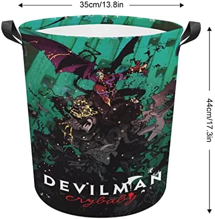 Devilman Crybaby Laundry Besta de tecido dobrável cesto as cestas acolchoadas cestas de roupas de bins de transporte fáceis para garotas para crianças dormitórios para crianças dormitórios 50l
