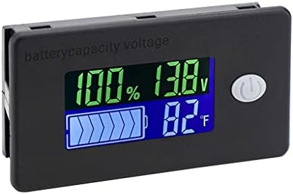 Monitor de capacidade da bateria do WYFDP, medidor de bateria de 10 a 100V, 12V 24V 48V tensão percentual Fahrenheit