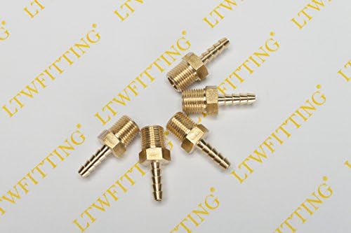 Ltwfitting Brass Barping Couplador/conector de 1/8 de polegada Barb x 1/8 de polegada NPT masculino