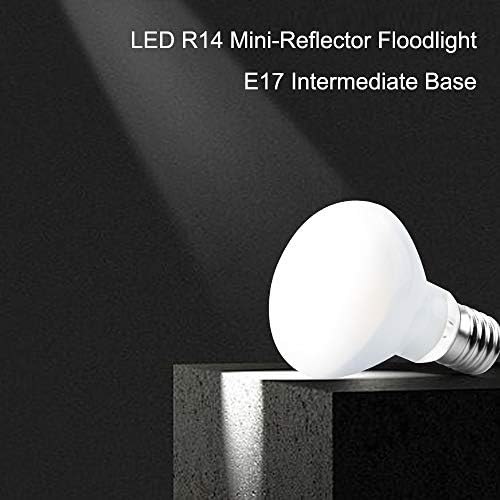 Bonlux R14 E17 Lâmpada LED refletor, LED de 4W LED E17 Base intermediária FloodLight 40W Bulbo de substituição incandescente para luz de leitura do gabinete, holofotes, luz da exposição, luz do dia 6000k