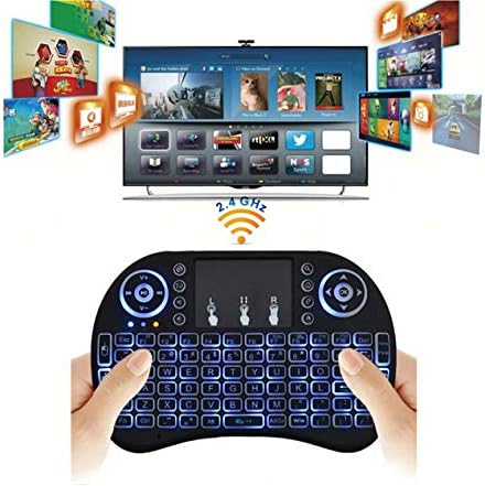 Mini -teclado sem fio Controle remoto Touchpad Mouse Combo Controller com RGB Lit para TV Smart TV Android
