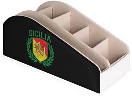 Bandeira Siciliana no escudo com Laurels TV Remote Control Holder com 6 Compartamentos Caddy Box Desk Storage Organizador para Blu-ray Media Player Cosmetics
