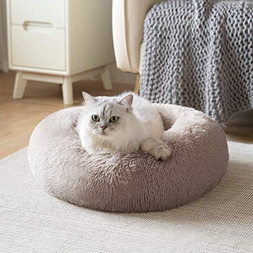 Camas de gato para gatos internos, aquecimento da cama de almofada de rosca com máquina lavável
