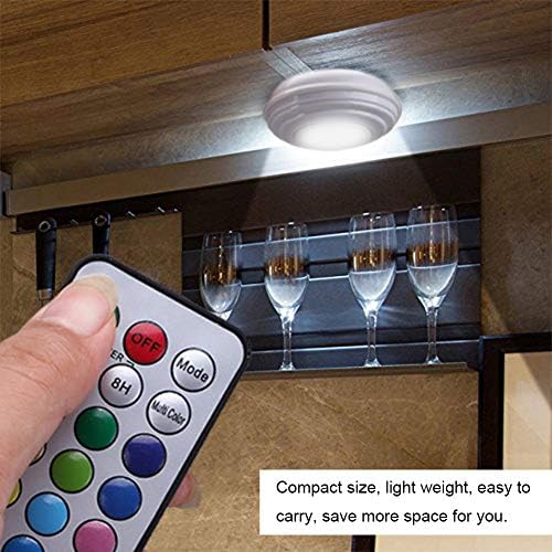 FDIT Durável LED Night Light Remote Control Touch sob o armário Lâmpada Lâmpada de armário Tamanho compacto sem necessidade de perfuração