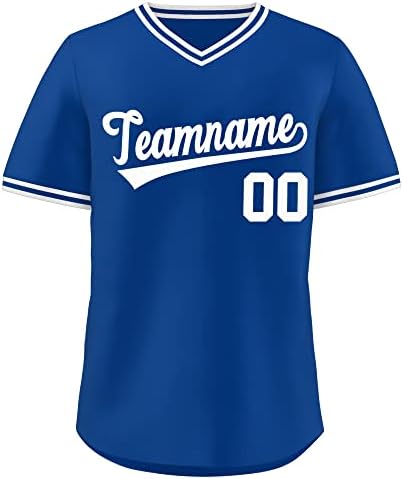 Jersey de beisebol personalizada Nome personalizado Número Hip Hop Athletic decote em V para homens
