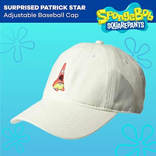 Bob Esponja Quadrado Chapéu de Pai, Patrick Star Cotton Cotton Adult Baseball Cap com borda curva, branca, um tamanho