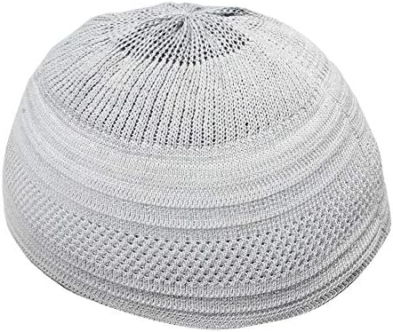 Cinzento de alongamento de algodão cinza prateado Kufi Hat Skull Cap - confortável - Design exclusivo