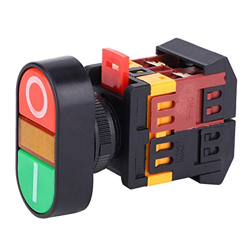 Interruptor de botão de push duplo APBB-22/25N com luz LED não+nc botão momentâneo interruptor diâmetro de montagem 22mm e 25mm
