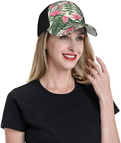 Ndzhzeo Trucker Hat For Men Mulheres Capinho de beisebol Curved Brim Snapback Papai Chapéu tropical respirável