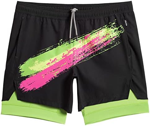 shorts de treino masculino maamgic 2 em 1 alongamento de 5 polegadas de ginástica de ginástica que executa shorts com revestimento de compressão