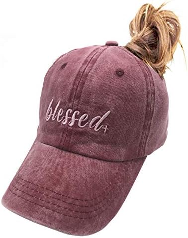 Manmesh hatt abençoado chapéu de rabo de cavalo bagunçado bun vintage lavado twill bapão de beisebol liso para mulheres