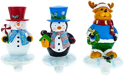 Bestpysanky Conjunto de 3 suportes de meia de Natal - boneco de neve, pinguim e rena
