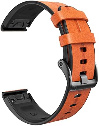 Fehauk Sport Leather Silicone Watch Band Strap for Garmin Fenix ​​7x 7 6x 6 Pro 5x 5 mais 3HR