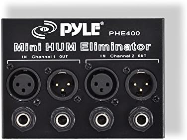 Pyle -Pro Compact Mini Hum Eliminator Box - Isolador de loop de solo passivo de 2 canais, filtro de ruído, Destruidor de Buzz AC, Hum Killer com telefone TRS de 1/4 , entrada/saída XLR, usa 1: 1 Isolation Transformer - PHE400