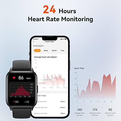 Parsonver Smart Watch, SmartWatch para telefones Android e Relógio de fitness à prova d'água compatível com iPhone com o pedômetro de freqüência do rastreamento do sono de tela de toque em HD