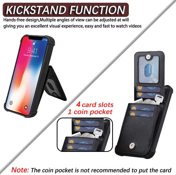 Caixa da carteira do iPhone XR, Coloque magnético de couro Vanavagy Flip Flip Folio Chopleof Phone Top [Protector de tela] Com Slots de cartão de crédito de bloqueio de RFID Kickstand para Apple iPhone 10R /iPhone XR 6.1